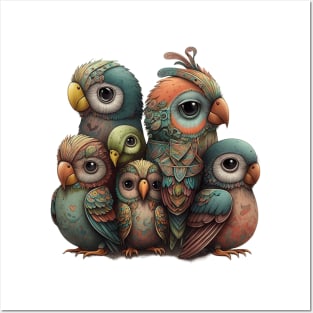 Cute Boho Bird Parrot Family Posters and Art